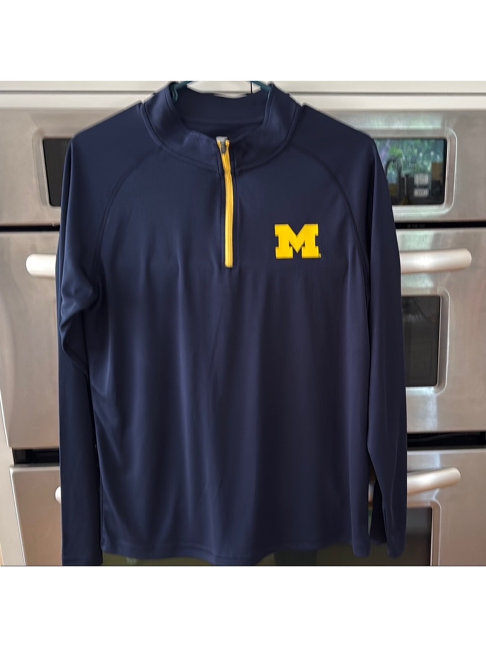 University M Logo Navy Half-Zip Swim Top with Yellow Accent